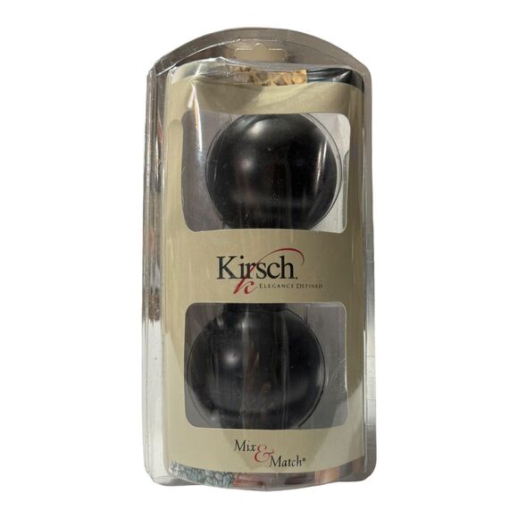 Kirsch Finials Curtain‎ Rod End Pieces Round  Black  Fits 1 3/8" Pole New - Picture 1 of 6